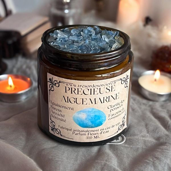 Bougie précieuse aigue marine