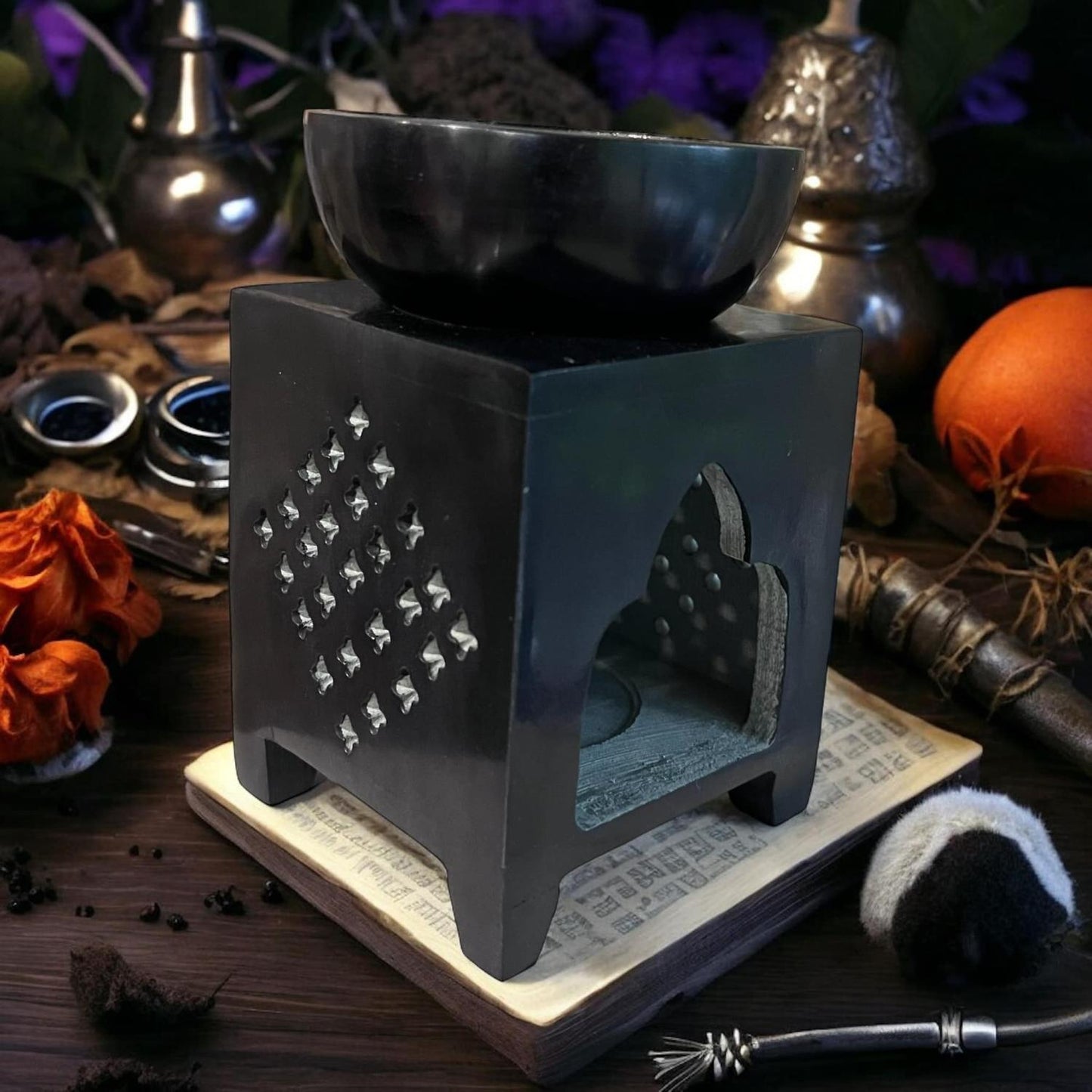 Brûleur à fondants "fleur de vie", brûle parfum, brûleur à cire