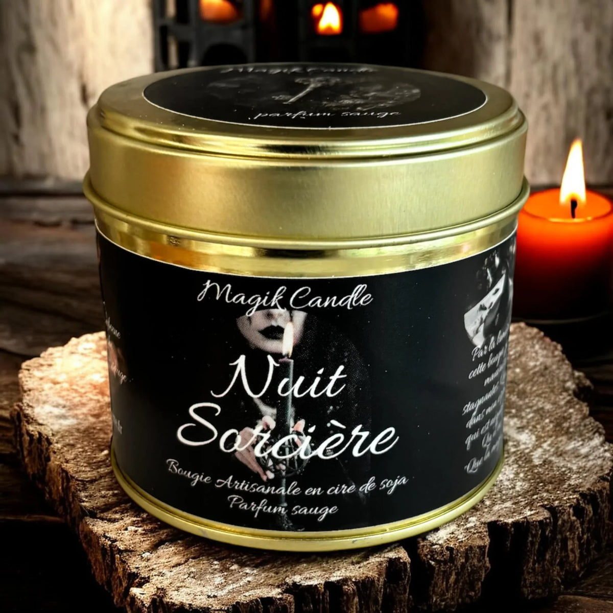 Bougie Nuit Sorcière, détail sauge et lavande