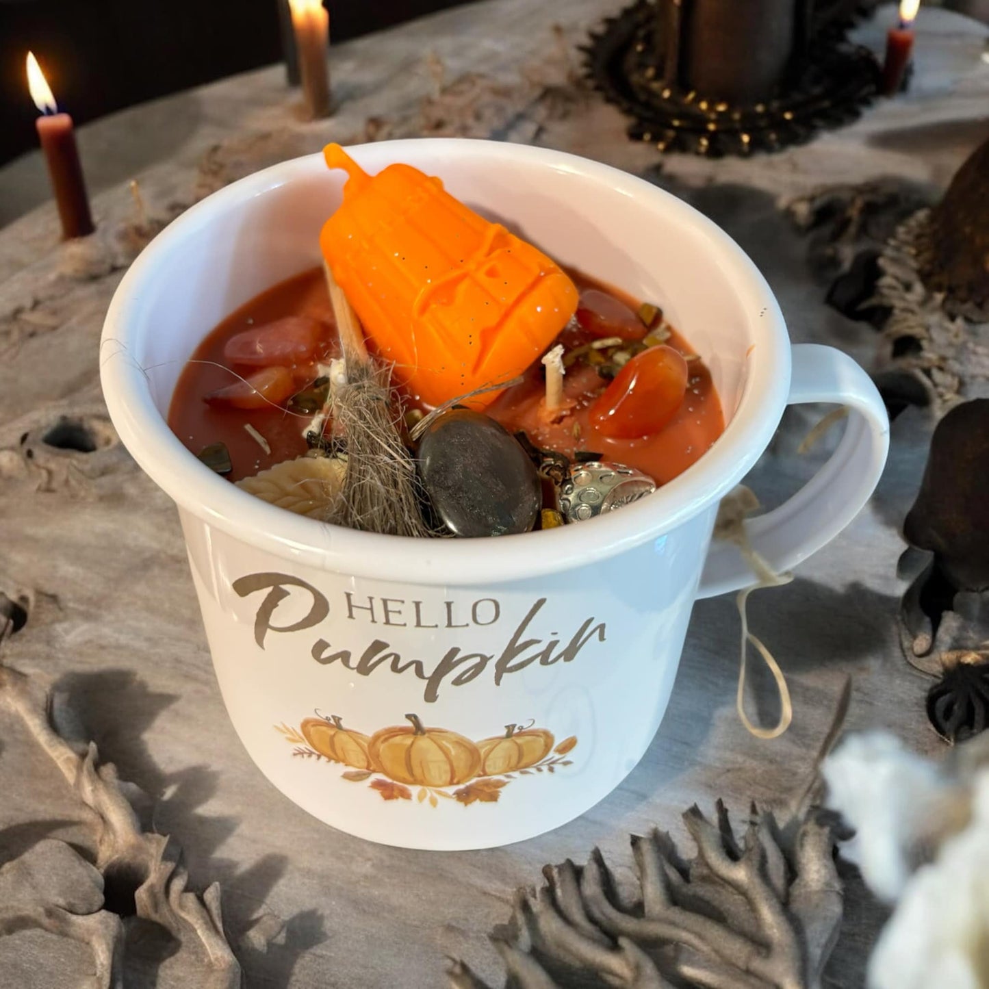 Bougie "hello pumpkin", bougie mug, bougie automne