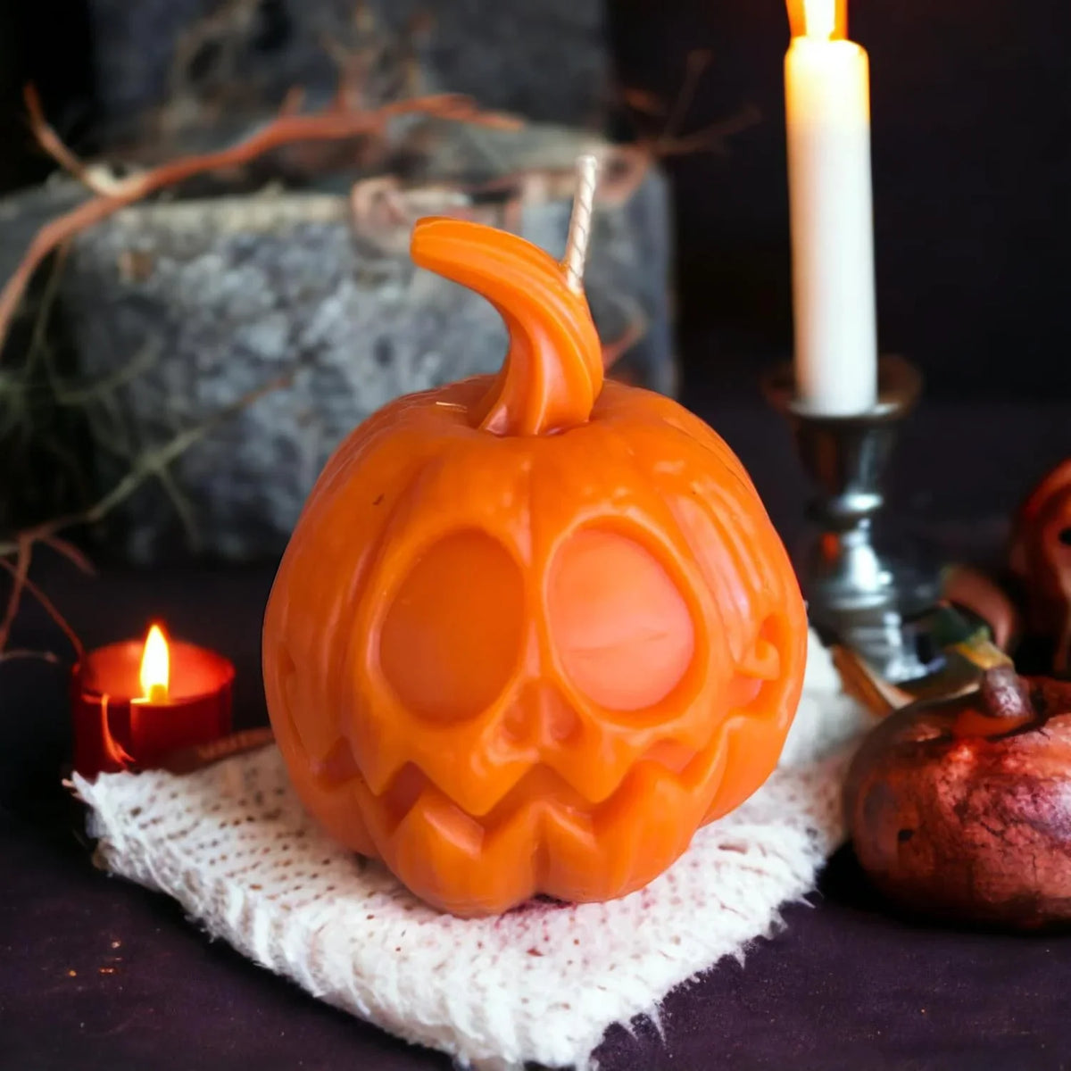 Bougie citrouille, bougie halloween,