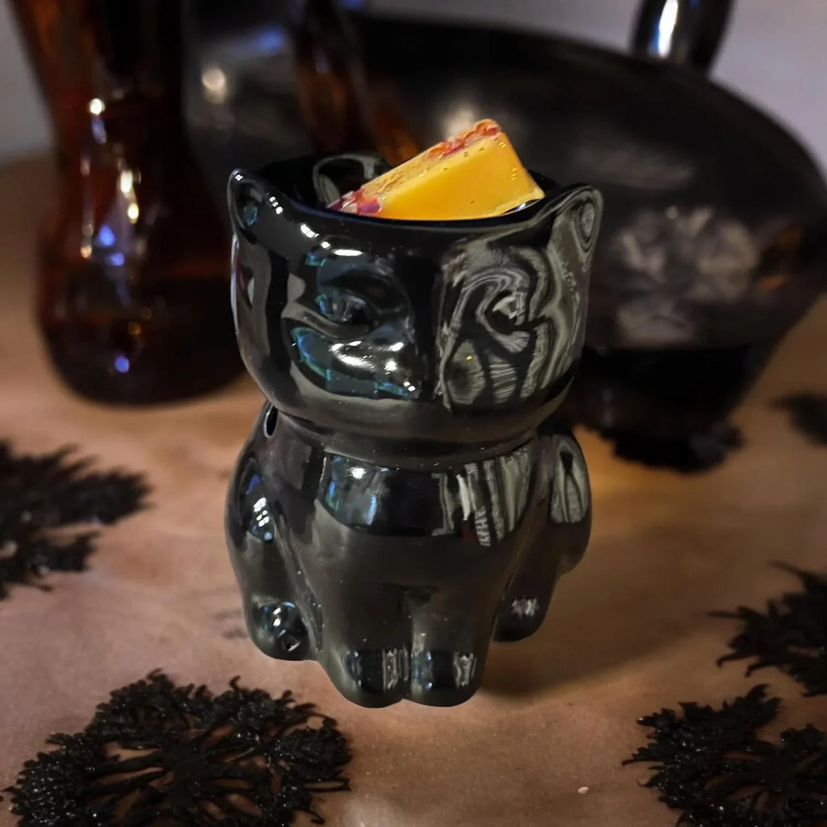 Brûleur à fondants "chat noir", brûle parfum