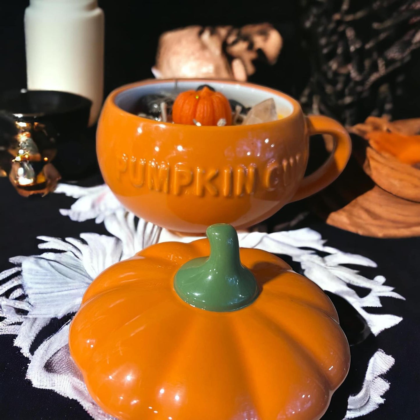 Bougie citrouille, bougie de Samhain, bougie sorcière