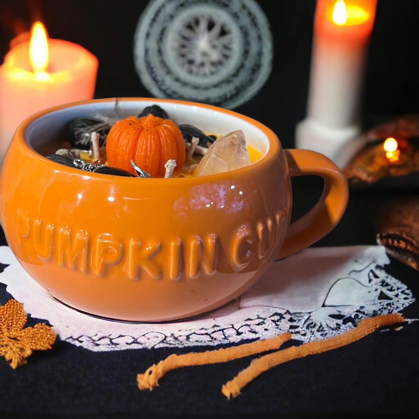 Bougie citrouille, bougie de Samhain, bougie sorcière