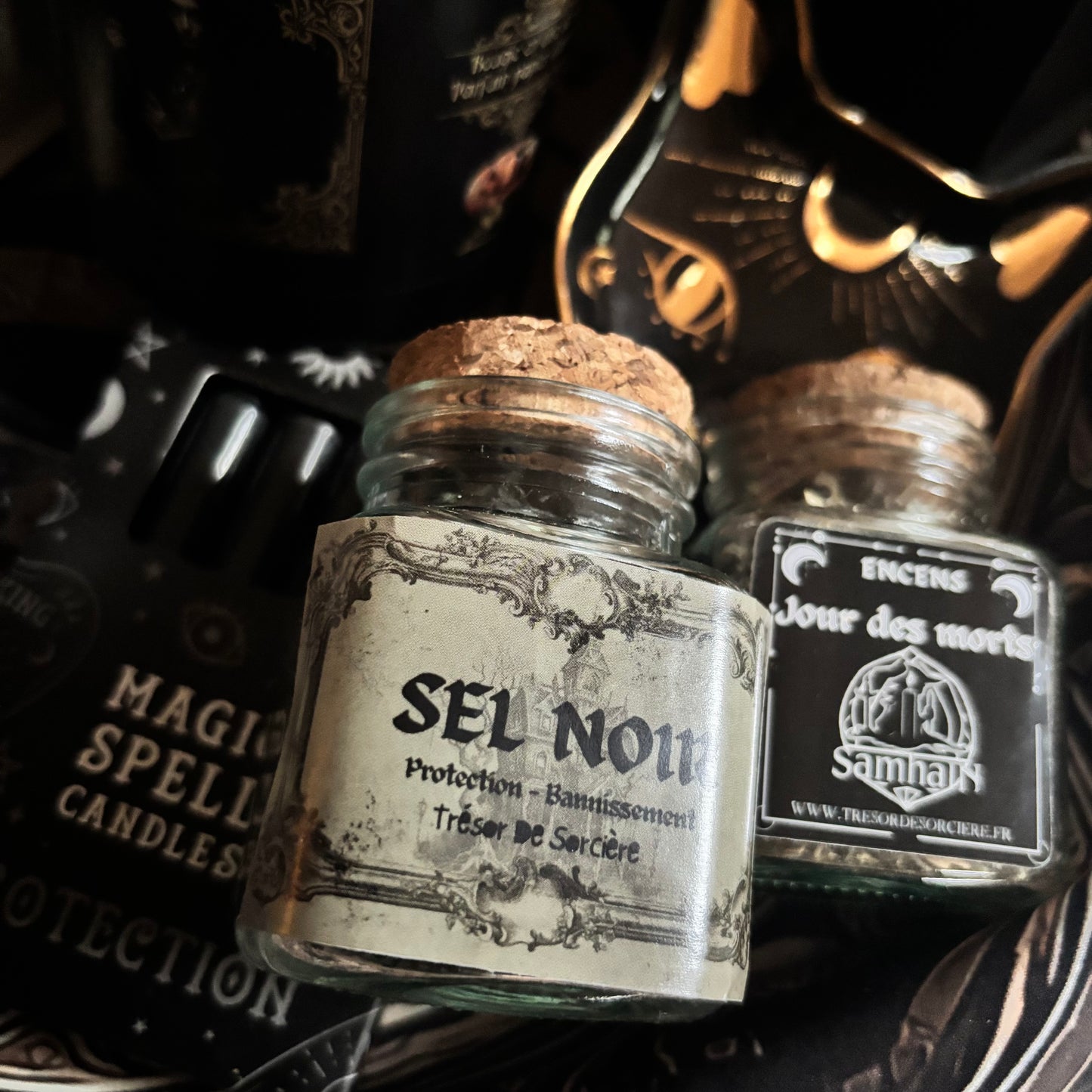 Coffret de Samhain, box de Samhain, sabbat de Samhain, box halloween, bougie samhain, encens samhain