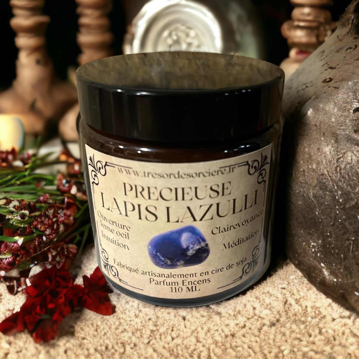 Bougie précieuse lapis lazulli