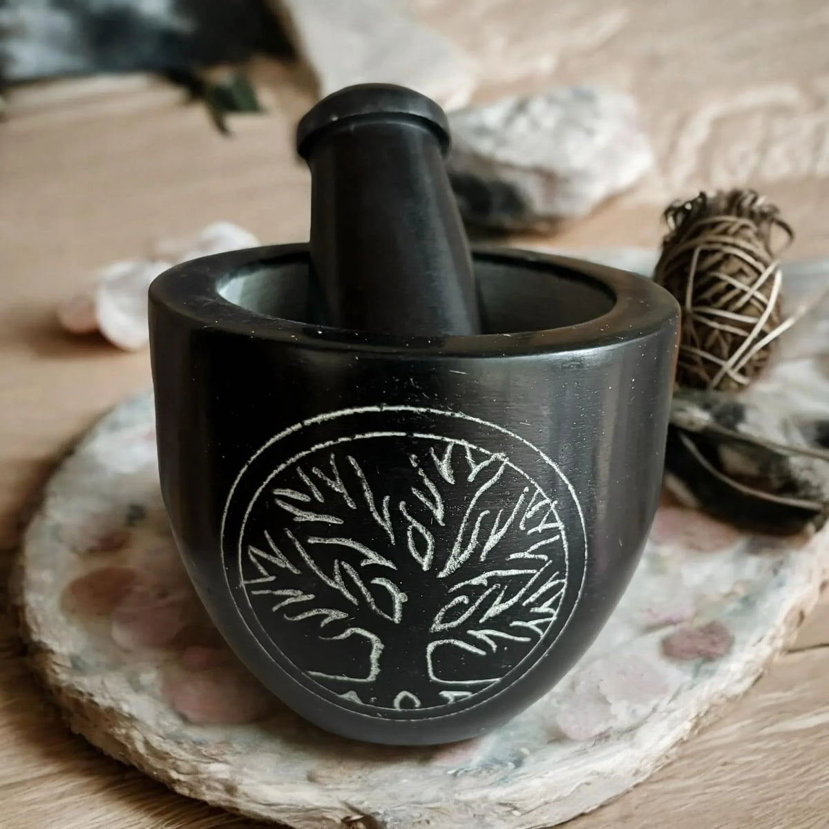 Mortier Arbre de Vie, pilon et mortier