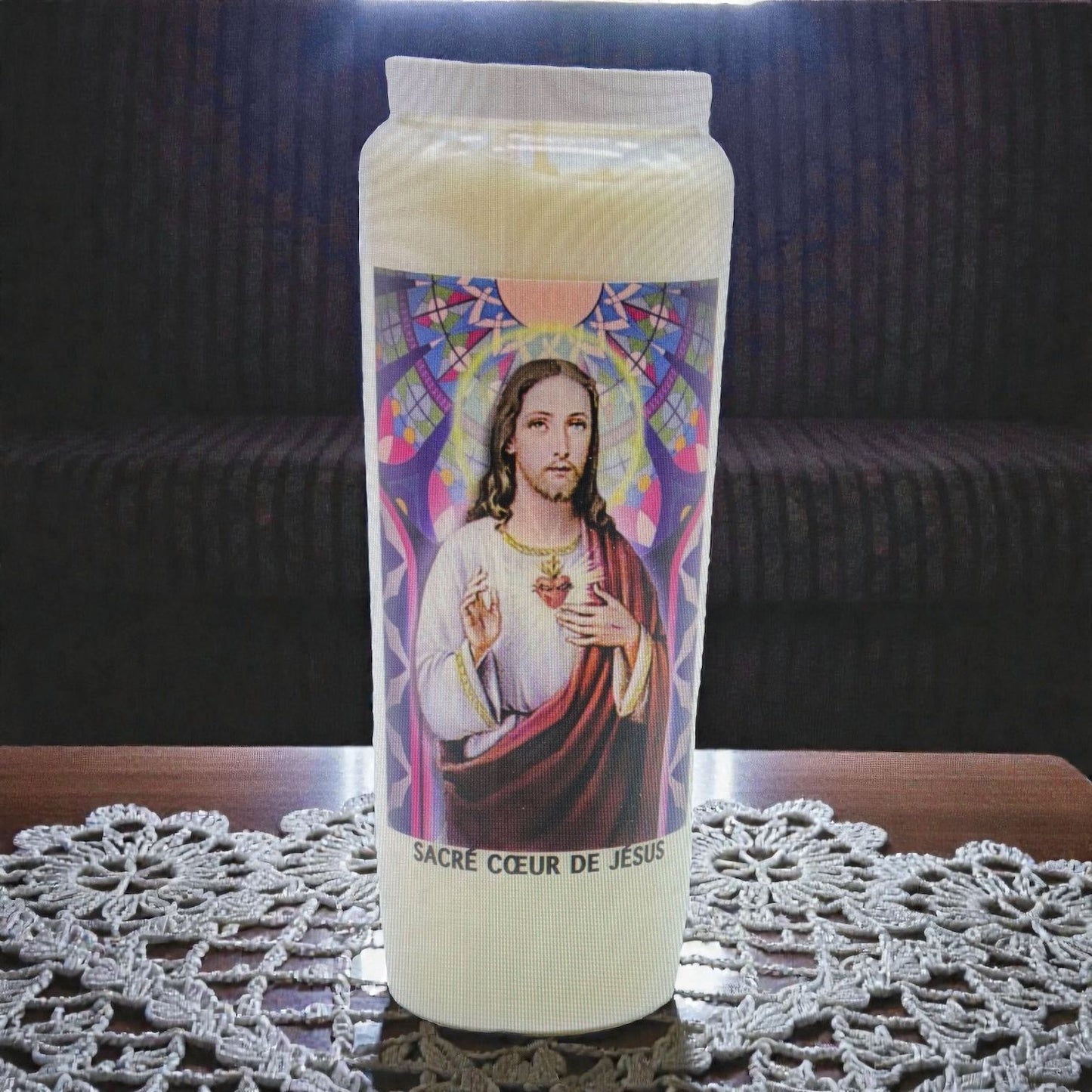 Bougie neuvaine "Sacré cœur de Jésus", bougie religieuse,