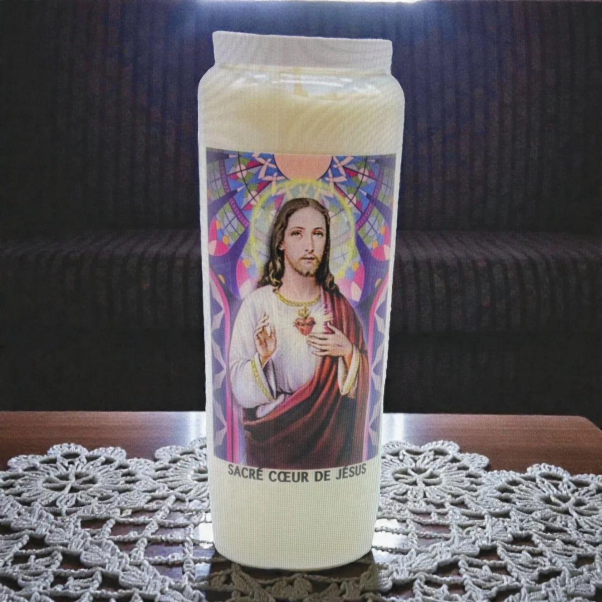 Bougie neuvaine "Sacré cœur de Jésus", bougie religieuse,