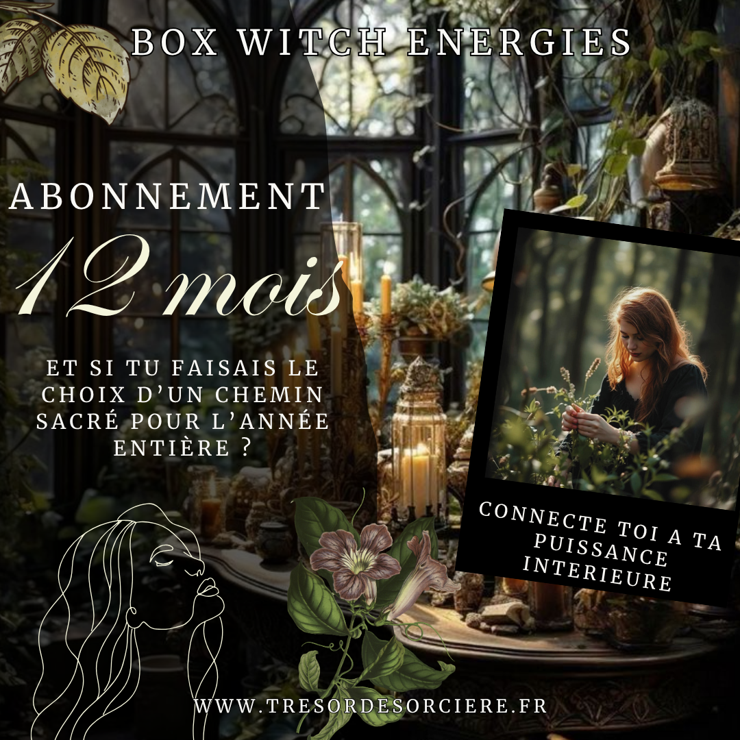 abonnement box sorcière, witch box, abonnement box spirituelle, abonnement box ésotérique, box sorcière, box magique, box bien être, abonnement cadeau, box ésotérique