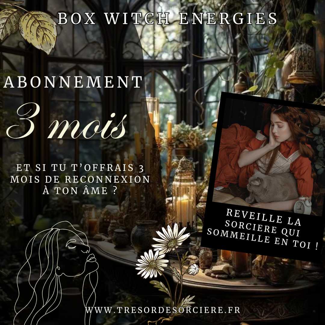 abonnement box sorcière, witch box, abonnement box spirituelle, abonnement box ésotérique, box sorcière, box magique, box bien être, abonnement cadeau, box ésotérique