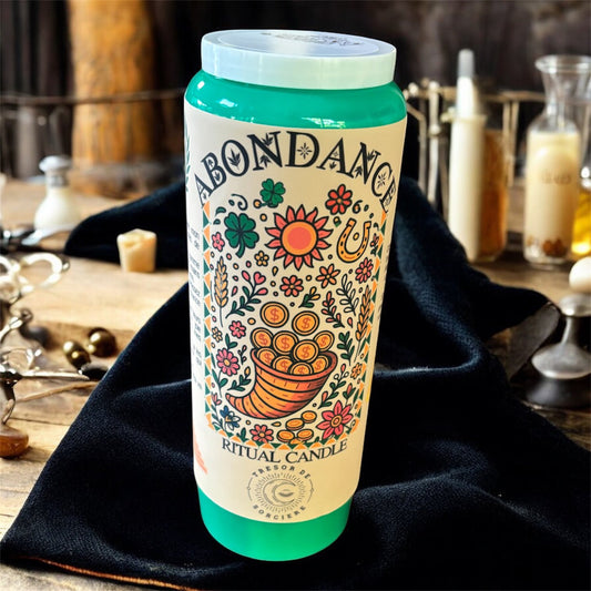 Bougie de neuvaine "rituel abondance", bougie 9 jours