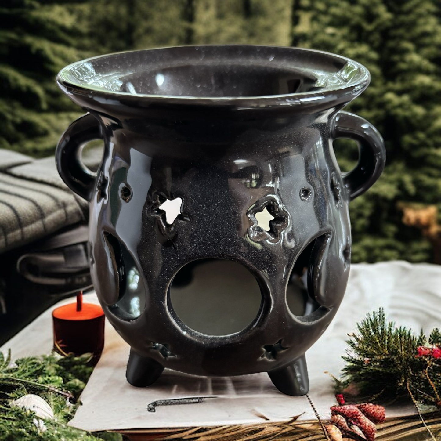 Brûleur à fondants, brûle parfum triple lune, brûleur à cire