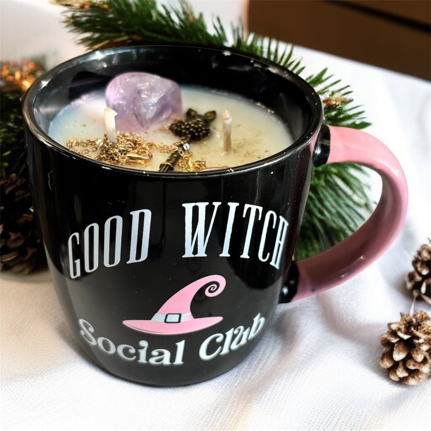 Bougie mug "good witch", bougie sorcière, bougie