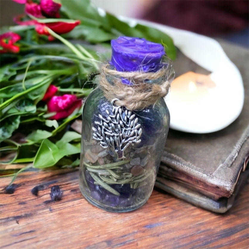 Spell jar peurs et angoisses ZENIA - fiole, sorcière, wicca, sorcellerie, witchy, rituel, autel, ésotérique, spell, spell jars