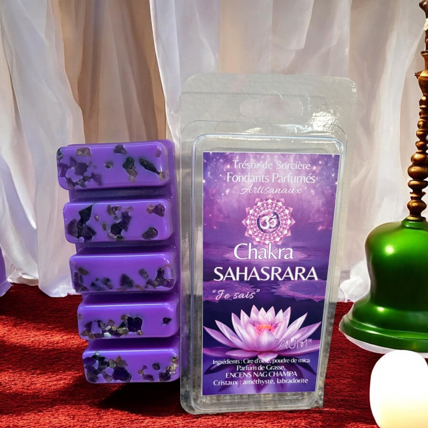 coffret chakras fondants, coffret fondants parfumés, fondants chakras, fondants d'intention, fondants sorcière, chakras