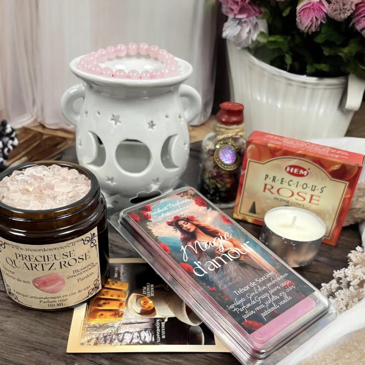 coffret cadeau saint valentin, fondants de cire parfumés, coffret bougie et fondants, saint valentin