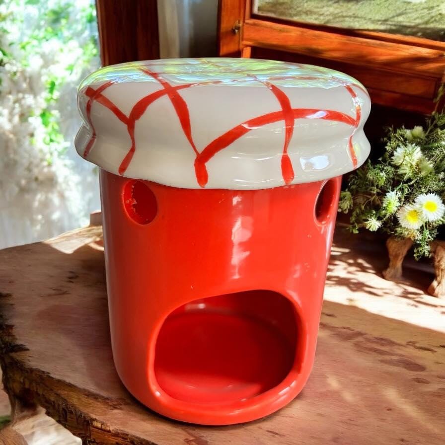 Brûleur à cire, brûle parfum, brûleur à fondants, brûleur pot de marmelade fraise,