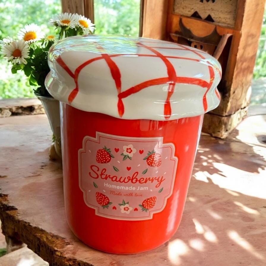 Brûleur à cire, brûle parfum, brûleur à fondants, brûleur pot de marmelade fraise,