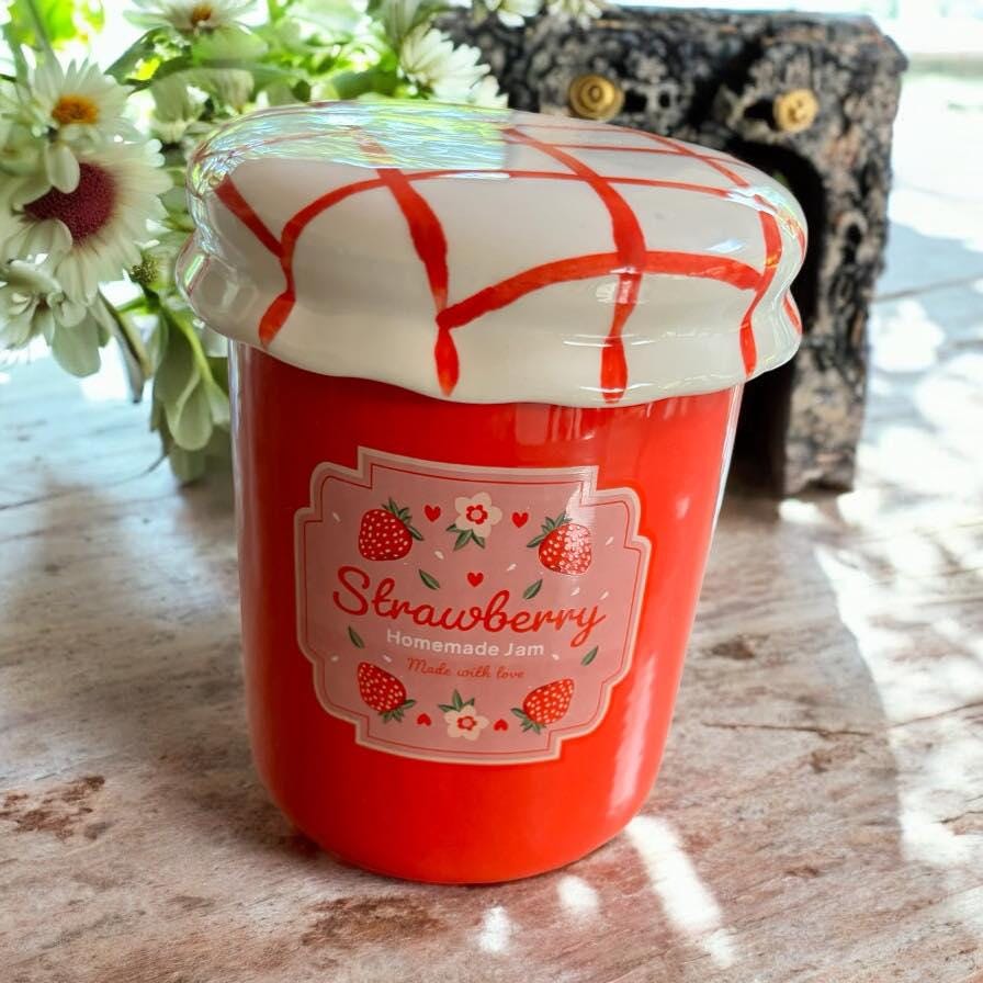 Brûleur à cire, brûle parfum, brûleur à fondants, brûleur pot de marmelade fraise,