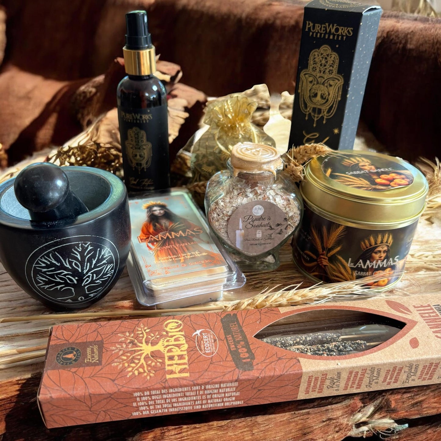Box de Lammas, box de Lughnasadh, witch box Lammas, bougie Lammas, witch box Lughnasadh, encens Lammas