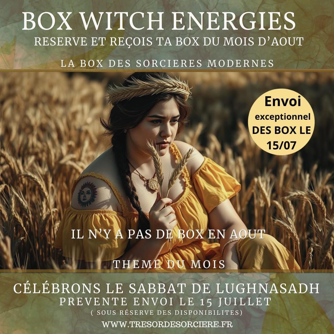 Box de Lammas, box de Lughnasadh, witch box Lammas, bougie Lammas, witch box Lughnasadh, encens Lammas