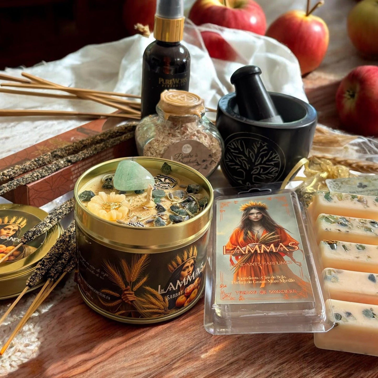 Box de Lammas, box de Lughnasadh, witch box Lammas, bougie Lammas, witch box Lughnasadh, encens Lammas