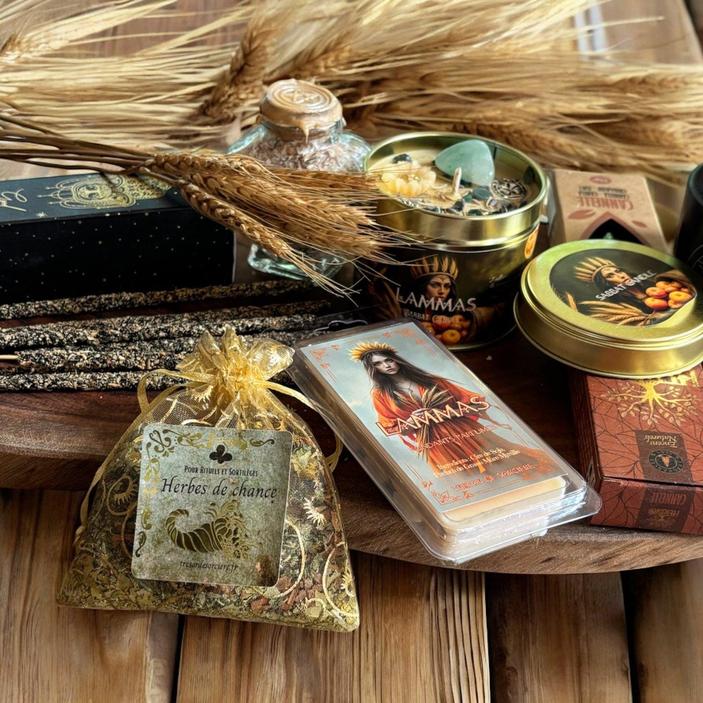 Box de Lammas, box de Lughnasadh, witch box Lammas, bougie Lammas, witch box Lughnasadh, encens Lammas