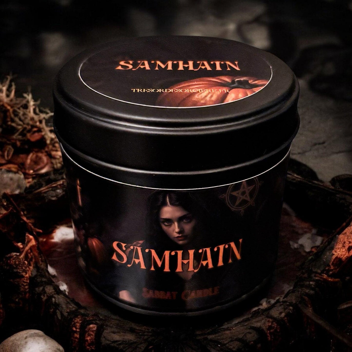 Bougie Samhain, bougie sorcière, sabbat de Samhain, bougie d'intention, bougie Halloween