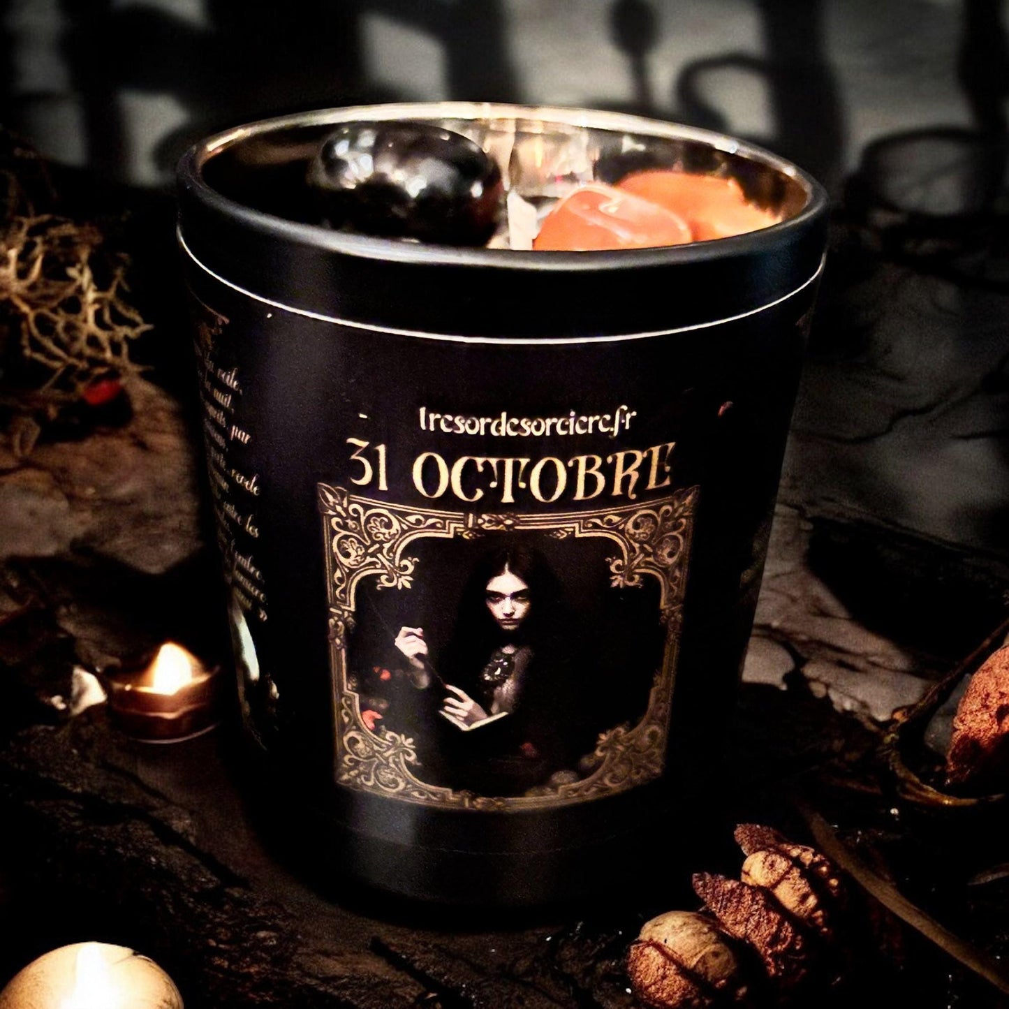 Coffret de Samhain, box de Samhain, sabbat de Samhain, box halloween, bougie samhain, encens samhain