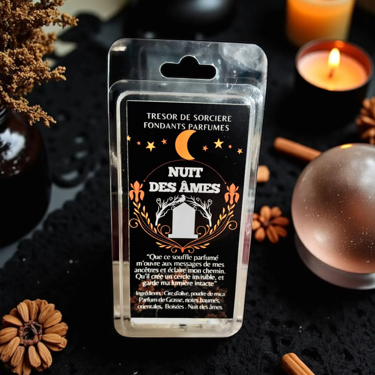 Pack fondants de cire parfumés et brûleur à cire, fondants samhain,