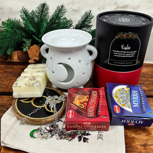 Coffret cadeau Noël, cadeau spirituel, coffrets bougie et fondants, coffret ésotérique, idée cadeau magique, coffret Yule