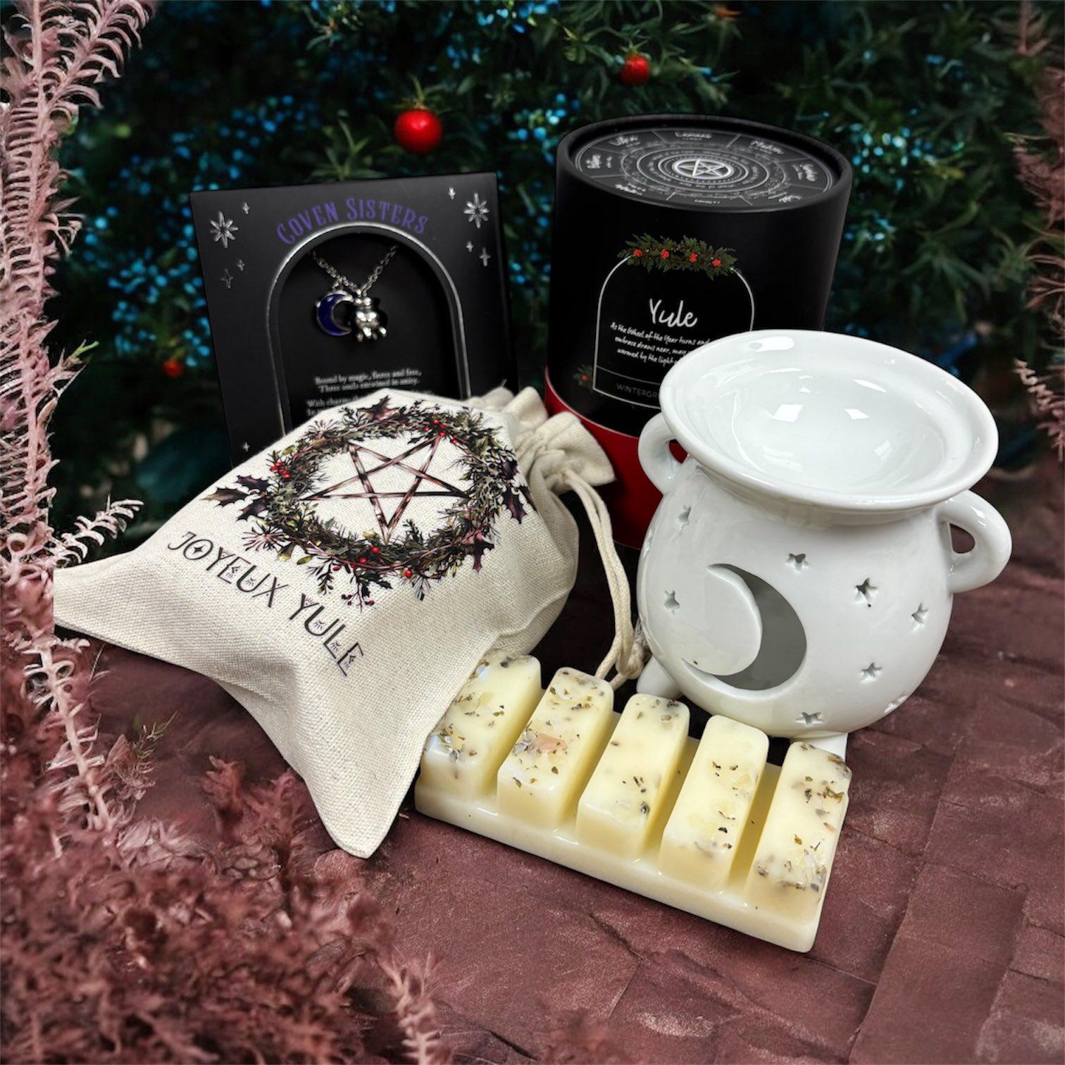Coffret cadeau Noël, cadeau spirituel, coffrets bougie et fondants, coffret ésotérique, idée cadeau magique, coffret Yule