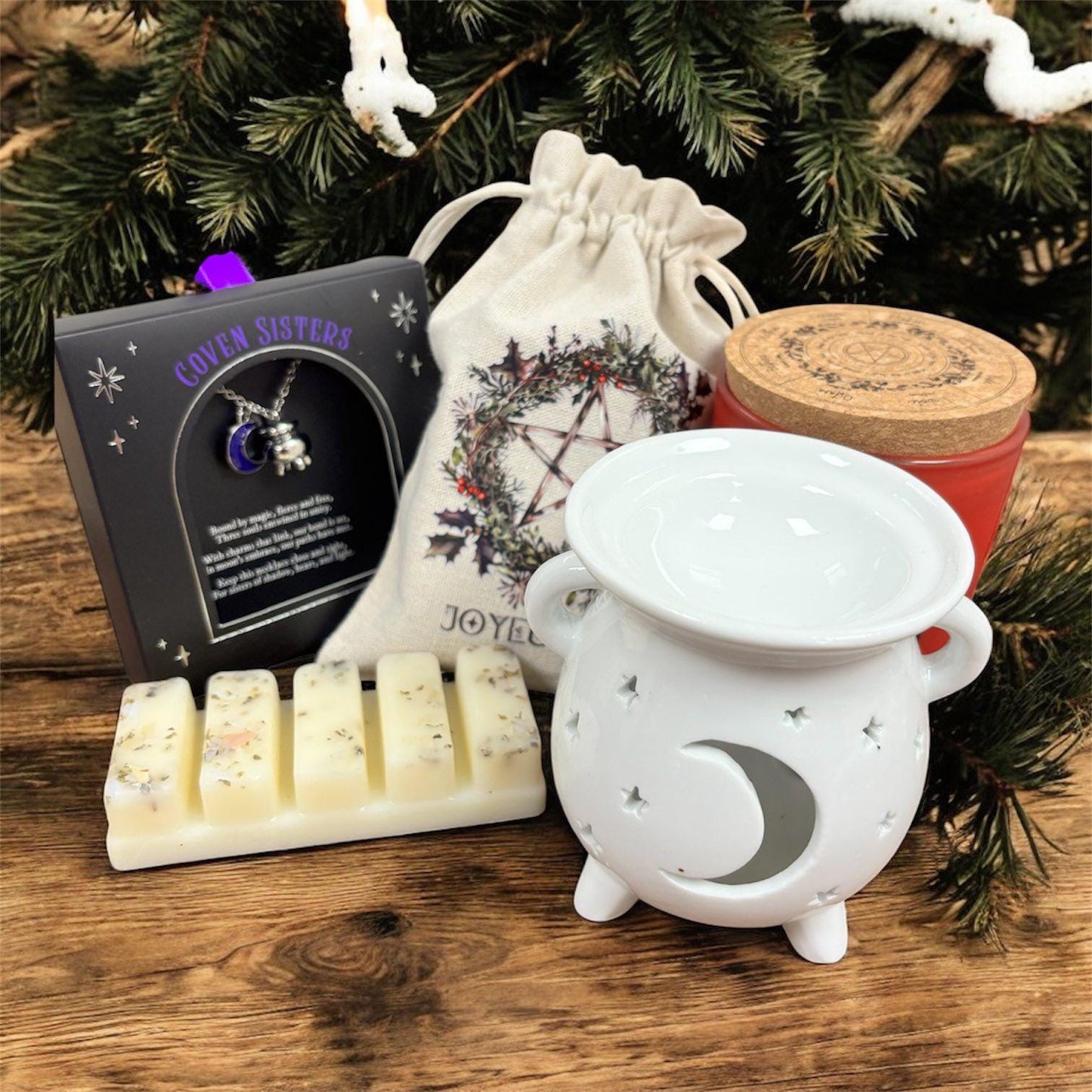 Coffret cadeau Noël, cadeau spirituel, coffrets bougie et fondants, coffret ésotérique, idée cadeau magique, coffret Yule