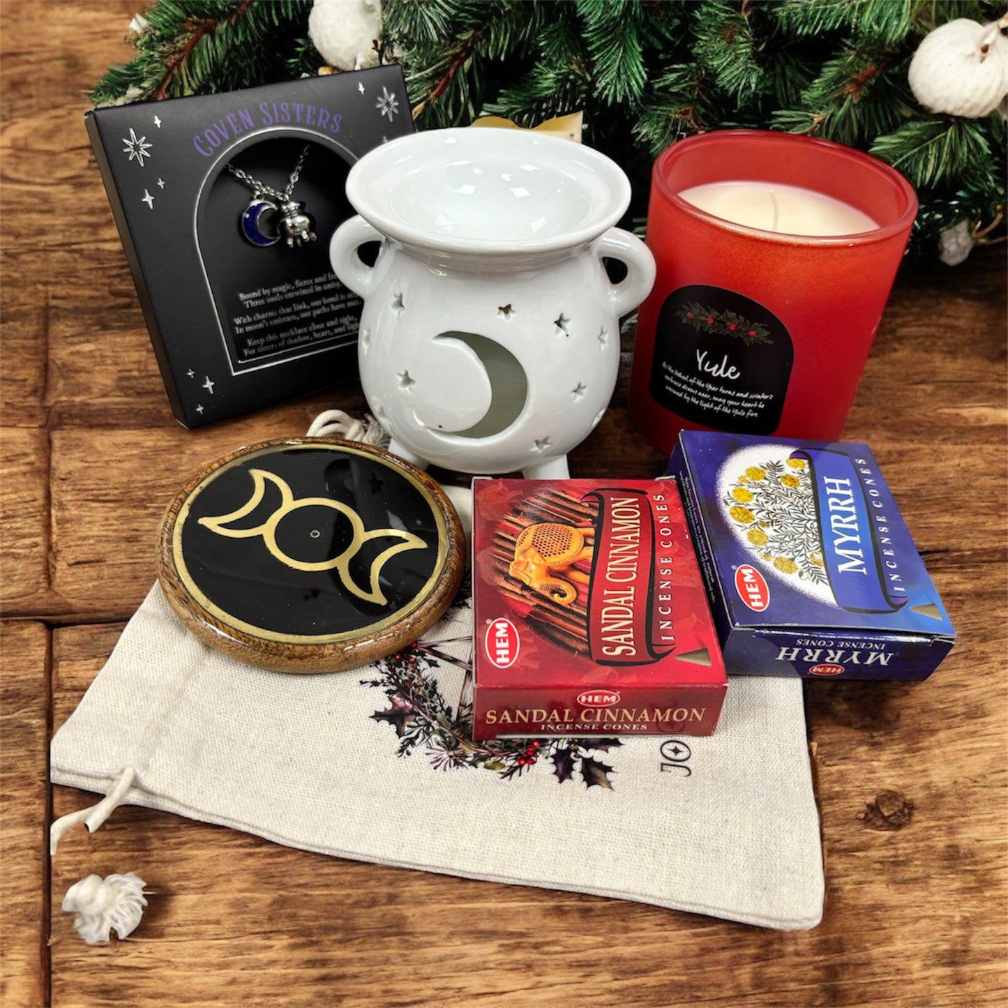 Coffret cadeau Noël, cadeau spirituel, coffrets bougie et fondants, coffret ésotérique, idée cadeau magique, coffret Yule
