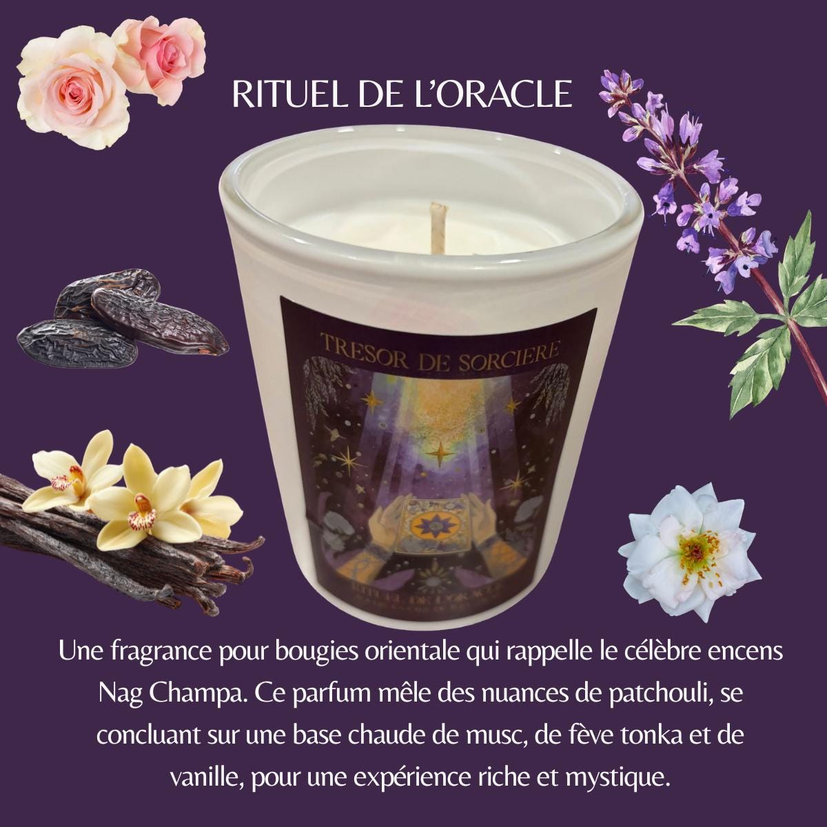Bougie rituel de l'oracle, bougie spirituelle, bougie d'intention, bougie cadeau, bougie ésotérique,