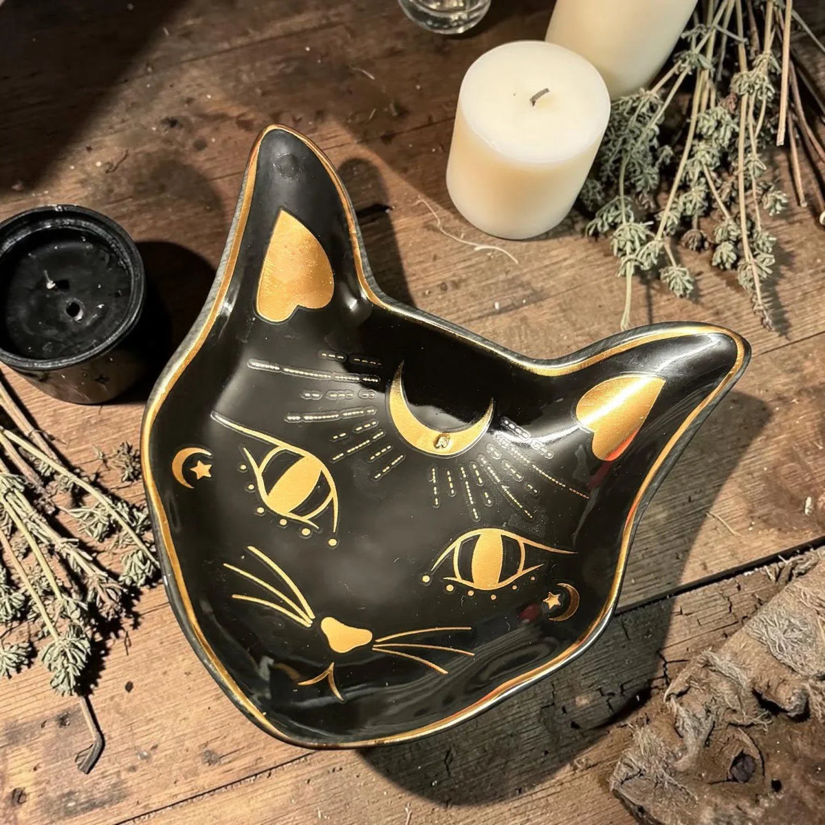 vide poche black cat, coupelle chat noir, chat gothique