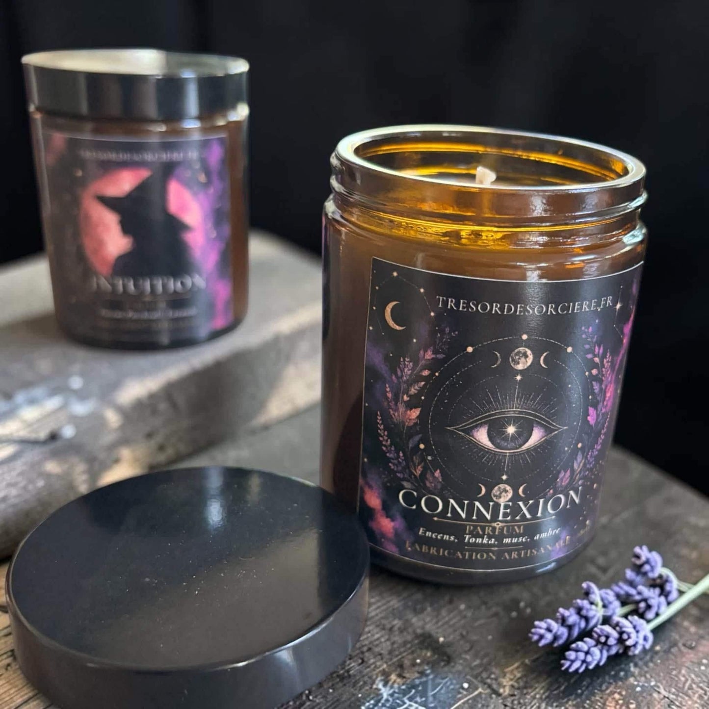 Bougie artisanale française, emballage cadeau spirituel