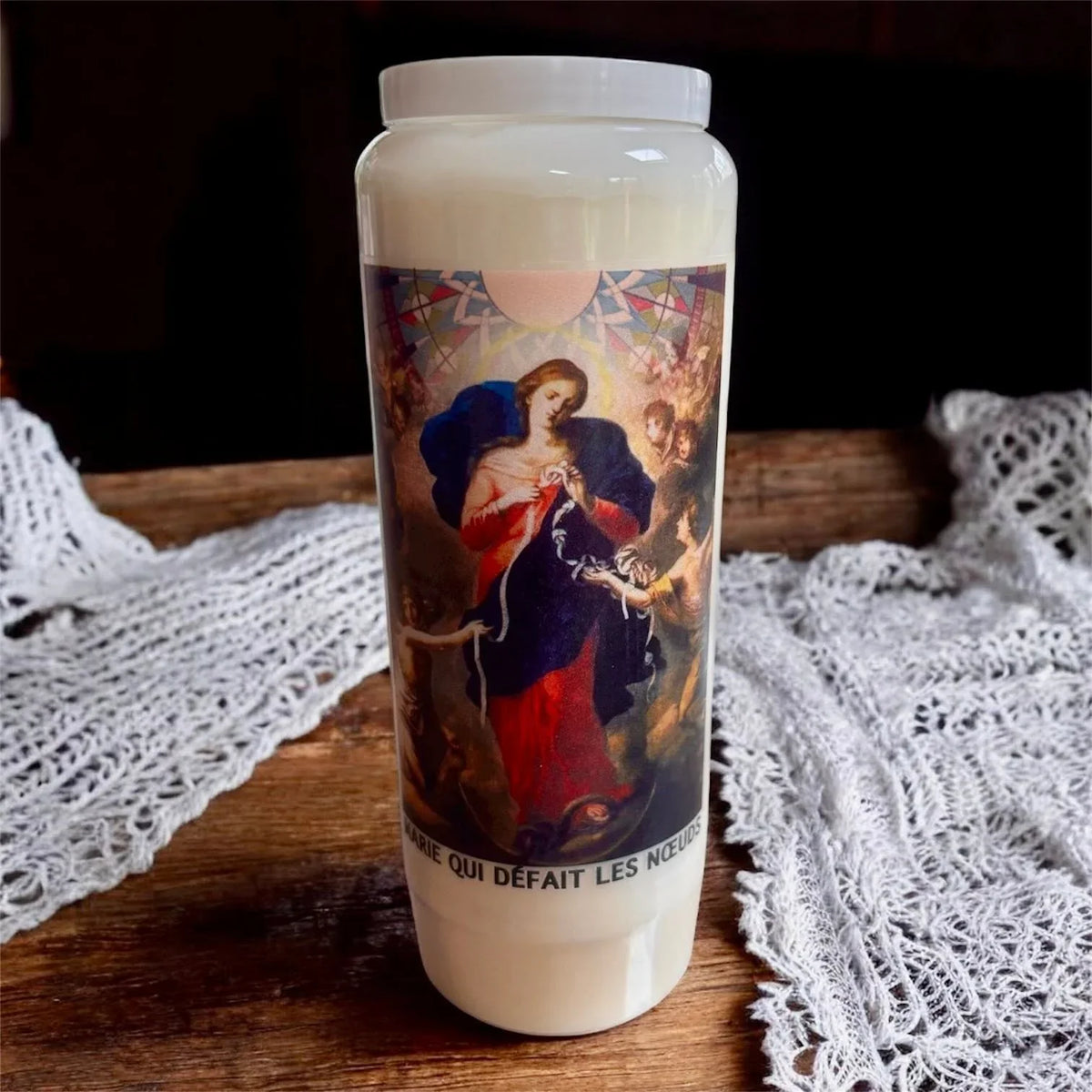 Bougie neuvaine "Marie qui défait les noeuds"