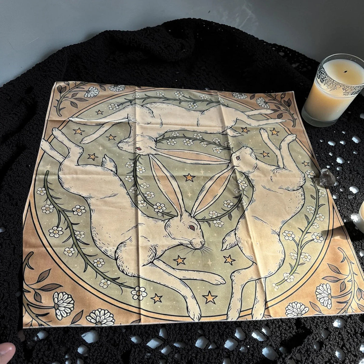 nappe d’autel Ostara décoration spirituelle pour autel païen sabbat du printemps roue de l’année