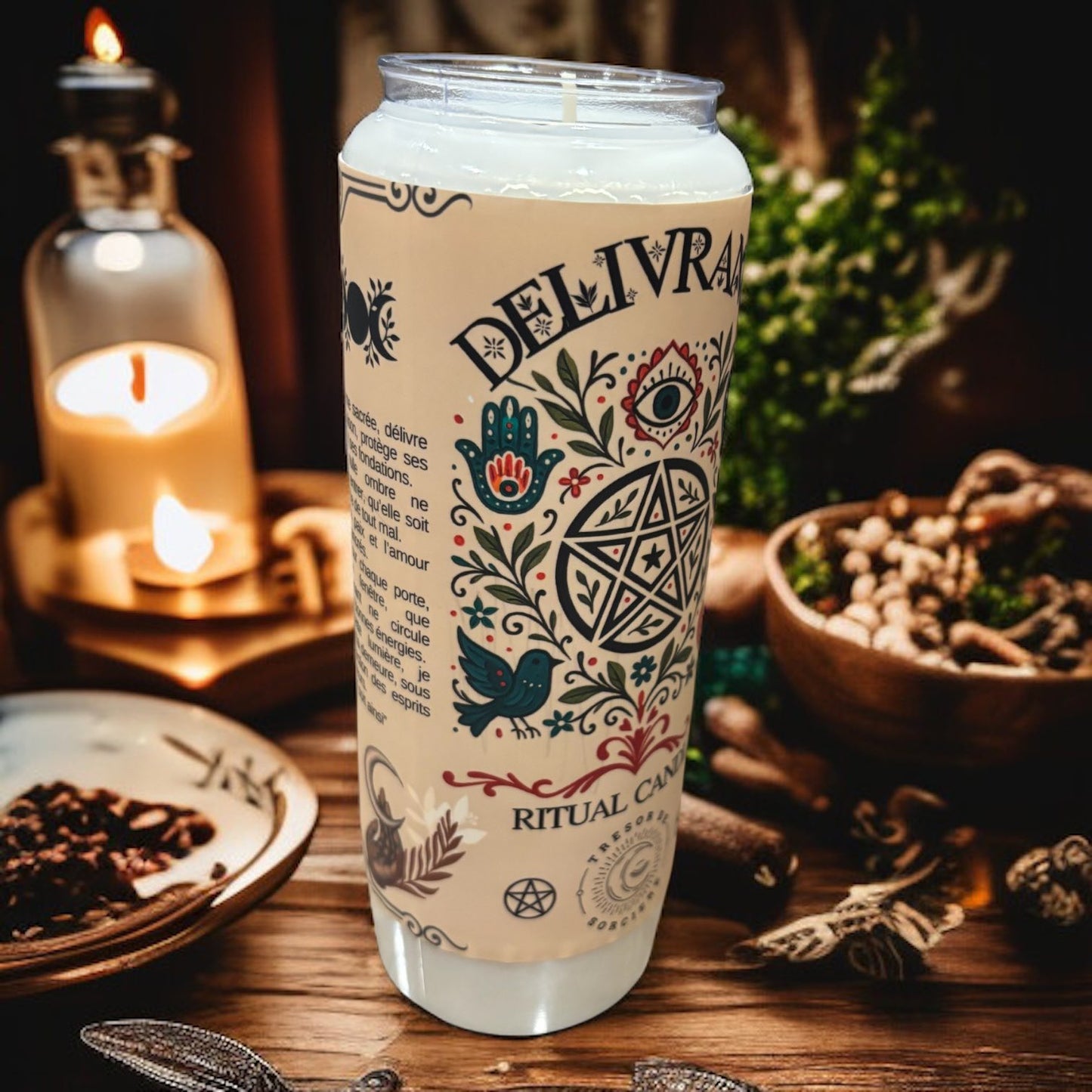 Bougie de neuvaine "rituel de délivrance", bougie 9 jours
