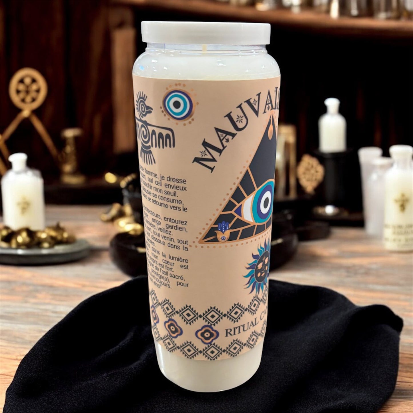 Bougie neuvaine "rituel contre le mauvais oeil", bougie 9 jours