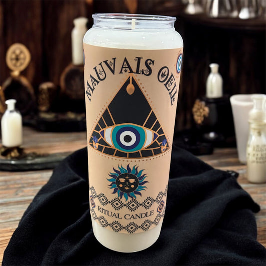 Bougie neuvaine "rituel contre le mauvais oeil", bougie 9 jours