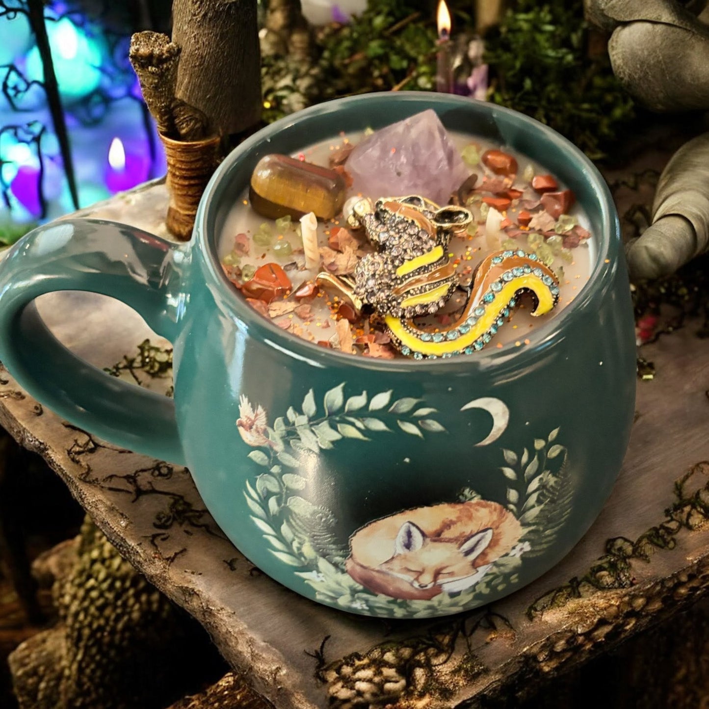 Bougie "esprit de la forêt, bougie mug, bougie sorcière