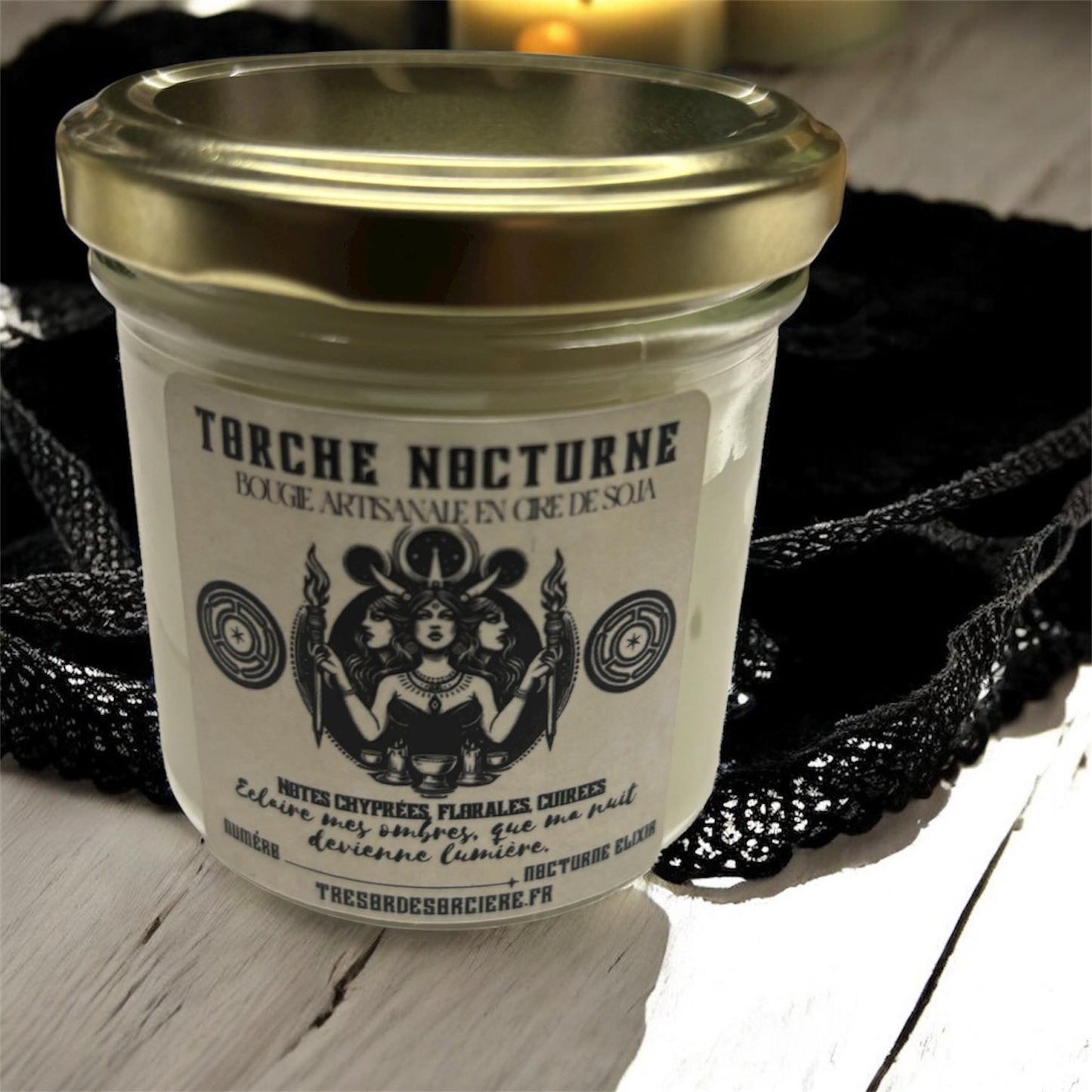 Bougie "torche nocturne", bougie d'intention