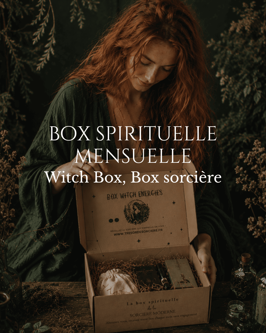 Box sorcière mensuelle, box spirituelle artisanale sorcellerie traditionnelle