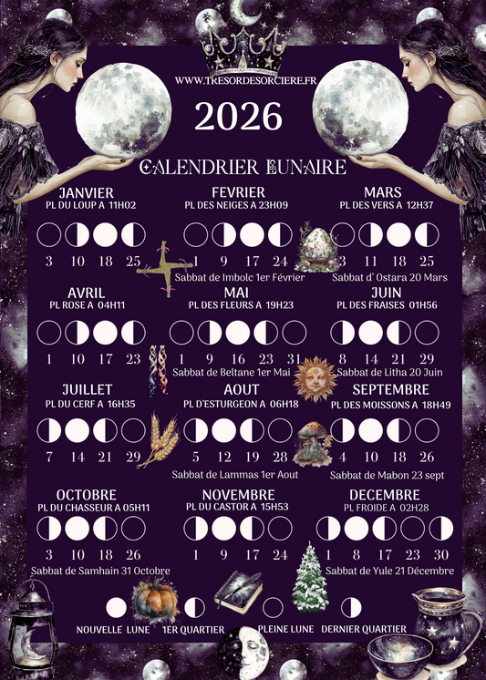 Poster calendrier lunaire 2026