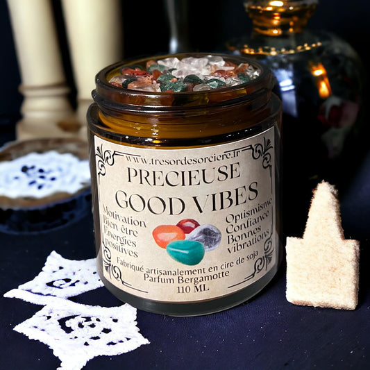 bougie précieuse "good vibes"