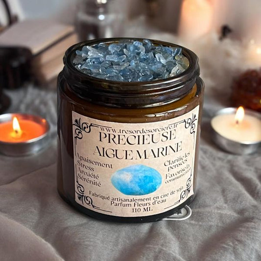 Bougie précieuse aigue marine
