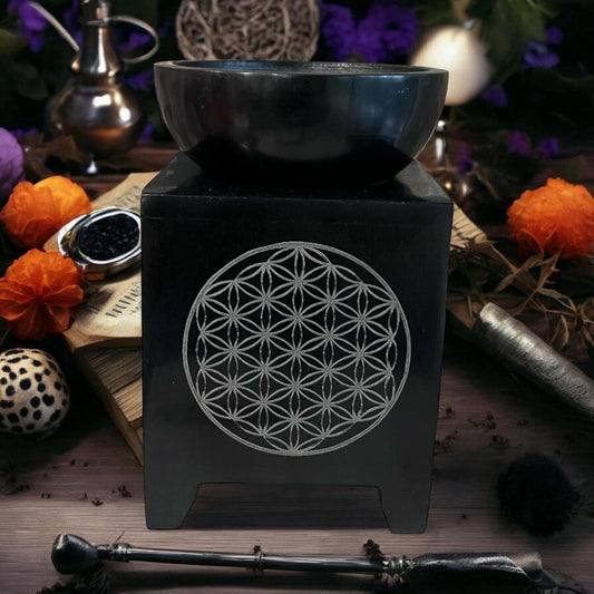 Brûleur à fondants "fleur de vie", brûle parfum, brûleur à cire